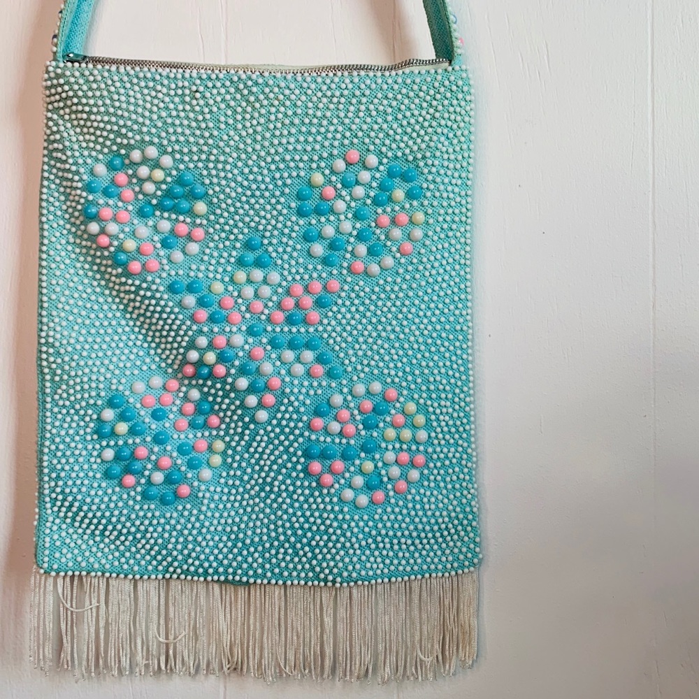 Rare! Vintage Pastel Pearl Beaded Tote